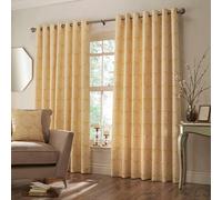Paoletti Botanical Room Darkening Eyelet Curtain Pair Ochre (W)229Cm X (D)137Cm