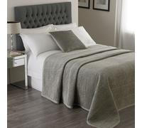 Riva Home Paoletti Brooklands Luxury King Size Bedspread - Silver Grey - Velvet Feel Quilt Design - Linen Border - 100% Polyester Filling - 240 x 250cm (94" x 98" inches), BLANDS/B02/SIL