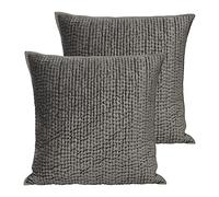 Paoletti Brooklands Twin Pack Feather Filled Cushions, Graphite, 55 x 55cm