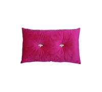 Bumble Rectangular Bee Scatter Cushion - Fuchsia Pink - Faux Velvet Look and Feel - Jewelled Metal Bee Buttons - Polyfilled - 100% Polyester - 30 x 50cm (12" x 20" inches) - Made by Riva Paoletti