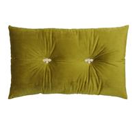Paoletti Bumble Polyester Filled Cushion - Luxury Ruched Velvet Jewelled Bee Button Decorative Pillow (Olive - 30x50cm)