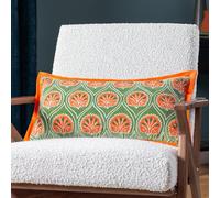 Paoletti Casa Embroidered Cotton Velvet Feather Rich Filled Cushion