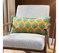 Paoletti Casa Embroidered Cotton Velvet Feather Rich Filled Cushion