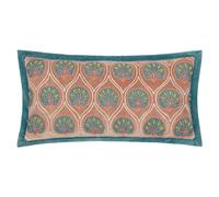 Paoletti Casa Embroidered Cushion Cover - Rose/French Blue - 30cm x 60cm - Rose/French Blue - 100% Cotton