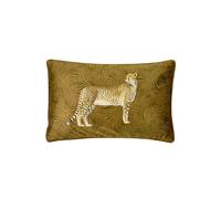 Paoletti Cheetah Forest Printed Velvet Piped Cushion In Gold Gold 30cm x 50cm