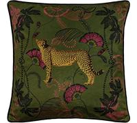 Paoletti Tropica Cheetah Cushion Cover, Velvet, Khaki, 45 x 45cm