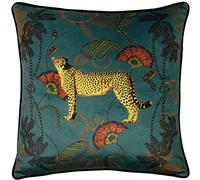 Paoletti Tropica Cheetah Cushion Cover, Teal, 45 x 45 cm