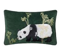 Paoletti Chuan Tranquil Panda Velvet Feather Filled Cushion - Emerald - 40x60cm