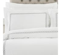 Riva Paoletti 5-Star Hotel Quality Luxury Cleopatra Pillowcase - Plain White - Pure Soft Cotton - Silver Embroidery - Oxford Border - Machine Washable - 48 x 74cm (19" x 29" inches)