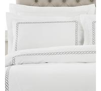 Riva Paoletti 5-Star Hotel Quality Luxury Cleopatra Pillowcase - Plain White - Pure Soft Cotton - Silver Embroidery - Oxford Border - Machine Washable - 48 x 74cm (19" x 29" inches)