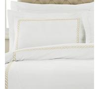 Riva Paoletti 5-Star Hotel Quality Luxury Cleopatra Pillowcase - Plain White - Pure Soft Cotton - Gold Embroidery - Oxford Border - Machine Washable - 48 x 74cm (19" x 29" inches)