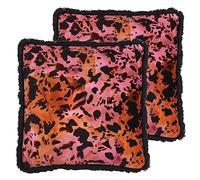 Paoletti Colette Fringed Animal Printed Satin Feather Filled Cushion - Twin Pack