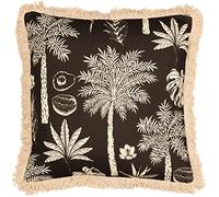 Paoletti Colonial Palm Polyester Filled Cushion, Espresso, Square