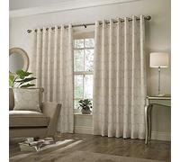 Paoletti Contemporary Horto Ringtop Eyelet Curtains, Natural, 168 x 229cm