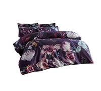 Paoletti Cordelia Floral Duvet Cover Set - Violet - Double - Violet - 100% Cotton