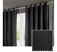 Paoletti Corinthian Velvet Lined Eyelet Curtains Black 168Cm Width 229Cm Drop, Black