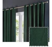 Paoletti Corinthian Velvet Eyelet Curtain Pair - Deep Green - 117x183cm