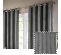 Paoletti Corinthian Velvet Lined Eyelet Curtains Grey 117Cm Width 137Cm Drop, Grey