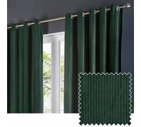 Paoletti Corinthian Velvet Eyelet Curtain Pair - Deep Green - 168x183cm