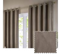 Paoletti Corinthian Velvet Eyelet Curtain Pair - Taupe - 229x229cm