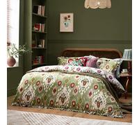 Paoletti Dawson Ikat King Size Reversible Green Duvet Set - Wilko