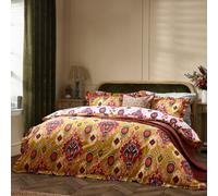 Paoletti Dawson Ikat Reversible Duvet Set, Double, Yellow
