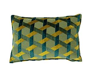 Paoletti Delano Feather Filled Cushion, Teal/Gold, 40 x 60cm