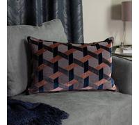 Paoletti Delano Geometric Velvet Cushion In Pink Pink 40cm x 60cm
