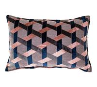 Paoletti Delano Lattice Cushion Cover - Blush Pink/Navy - One Size - Blush Pink/Navy - 100% Polyester