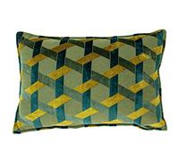 Paoletti Delano Polyester Filled Cushion, Teal/Gold, 40 x 60 cm