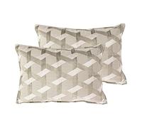Paoletti Delano Polyester Filled Cushions (Twin Pack), Polyester, Ivory/Taupe
