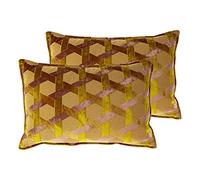 Paoletti Delano Twin Pack Feather Filled Cushions, Ochre/Blush, 40 x 60cm