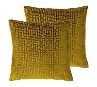 Paoletti Delphi Feather Filled Cushions (Twin Pack), Polyester, Gold