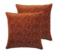 Paoletti Delphi Feather Filled Cushions (Twin Pack), Polyester, Rust