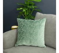 Paoletti Delphi Maze Cut Velvet Cushion In Mint Mint