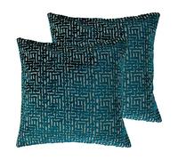 Paoletti Delphi Twin Pack Polyester Filled Cushions, Teal, 45 x 45cm