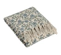 Paoletti Delphine Floral Cotton Throw, 130 x 170cm, Delph Blue