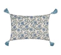 Delphine Rectangular Floral Tasselled Polyester Filled Cushion Paoletti Mid Blue 40cm x 60cm