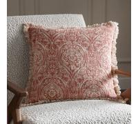 Paoletti Durelle Damask Fringed Cushion - Coral - 50x50cm