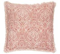 Paoletti Durelle Damask Fringed Cushion - Coral - 50x50cm
