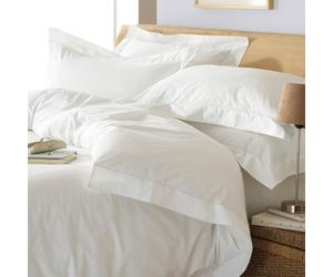 Paoletti Duvet Cover Set Oxford Border 100% Cotton 200TC White King