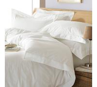 Paoletti 5-Star Hotel Quality Oxford Super King Duvet Set - 200 Thread Count Percale White Cotton - Machine Washable