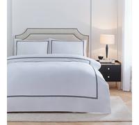 Paoletti Elara Duvet Cover Set - Luxury 200 Thread Count Cotton Embroidered Border Bedding Set (Black - King)