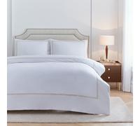 Riva Paoletti Duvet Cover Set Elara - 200 Thread Count Cotton Embroidered Border - Champagne King