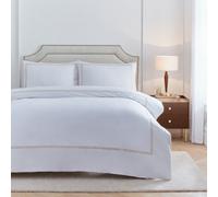 Riva Paoletti Duvet Cover Set Elara - 200 TC Cotton, Embroidered Border - Champagne Super King