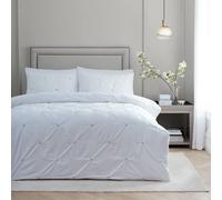 Paoletti Elysia Duvet Cover Set - Luxury 200 Thread Count Cotton Pinch Pleat Embroidered Bedding Set (Black - Double)