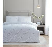 Paoletti Elysia Pinch Pleat 100% Cotton Duvet Cover Set, Double, Black, Black