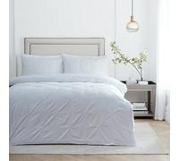 Paoletti Elysia Duvet Cover Set - Luxury 200 Thread Count Cotton Pinch Pleat Embroidered Bedding Set (White - King)