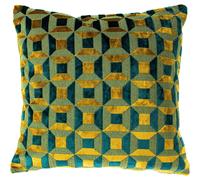 Paoletti Empire Cushion Cover - Teal/Gold - One Size - Teal/Gold - 100% Polyester