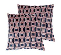 Paoletti Empire Twin Pack Polyester Filled Cushions, Blush/Navy, 45 x 45cm